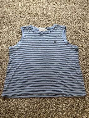 Jones Wear women’s Light Blue Tank with Navy Stripes
